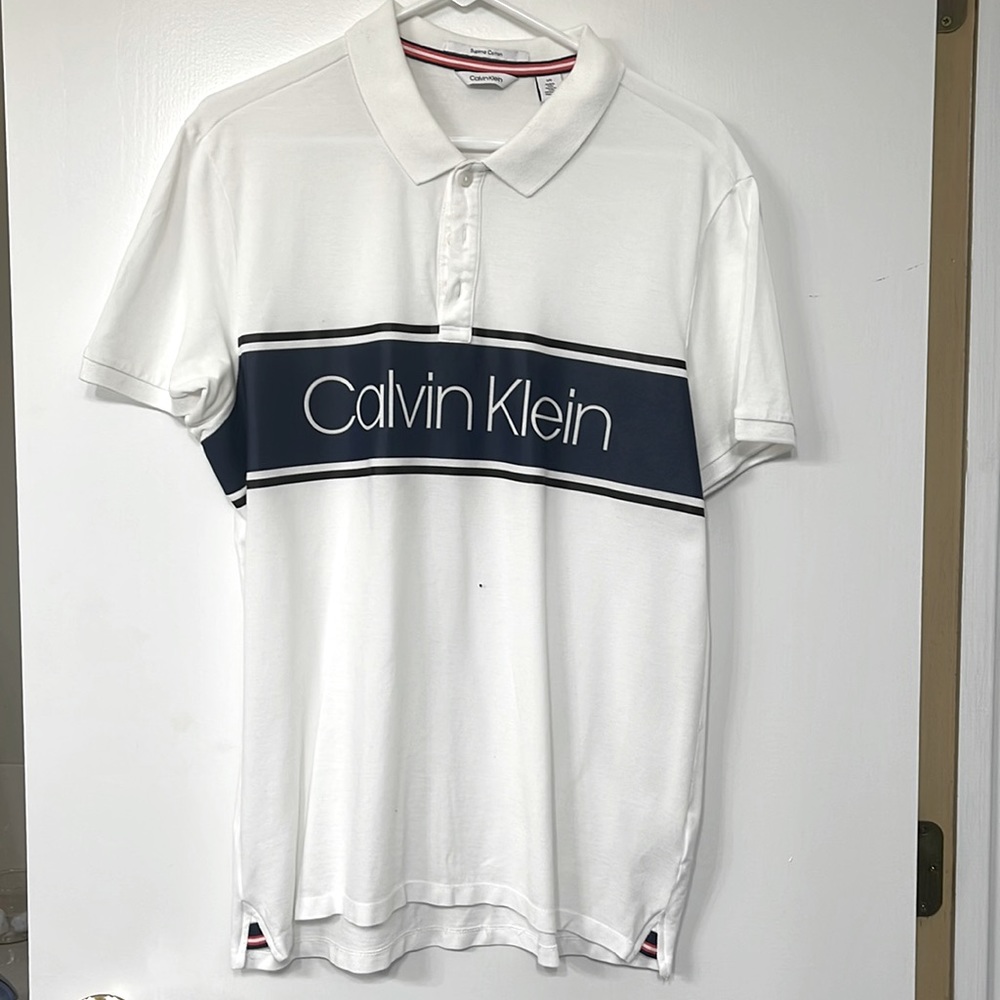 Calvin Klein Chest Stripe Logo Short Sleeve Polo
